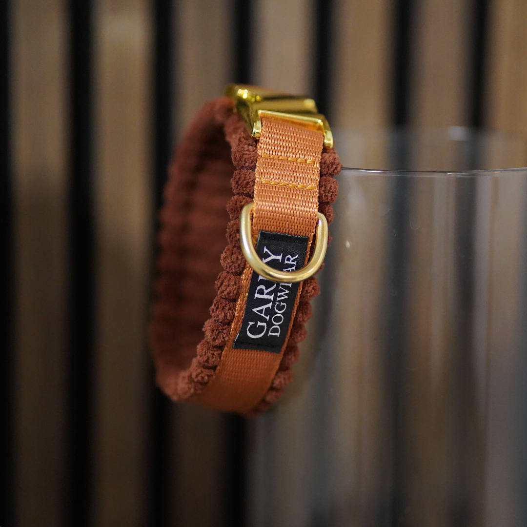 Cord Hundehalsband Cognac